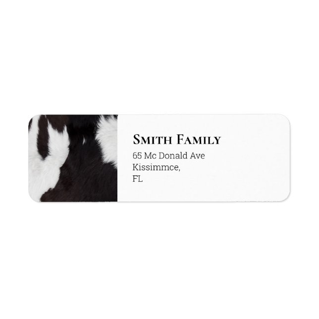 Etiqueta Negro y blanco piel de vaca (Frente)