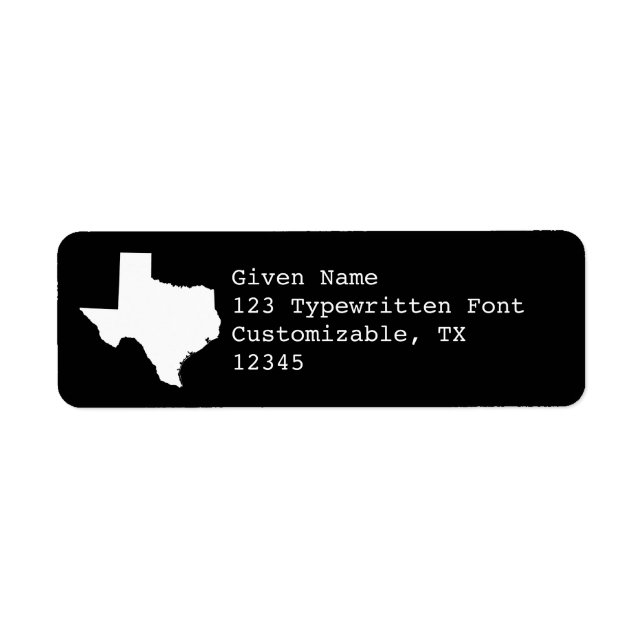 Etiqueta Negro y Blanco Texas (Frente)