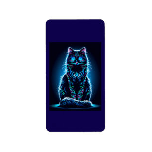 Etiqueta Neon Cat Vivid Background-97948