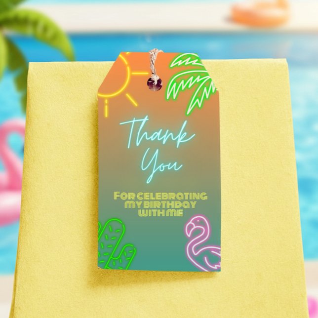 Etiqueta Neon Favor del Fiesta de la piscina (Pool Party Neon Favor Tag)