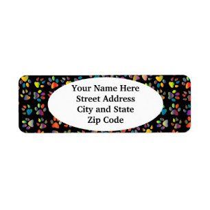 Etiqueta Neon Pawprint Black Return Address