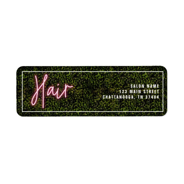 Etiqueta Neon Pink Hair Salon Cosmetólogo Profesional (Frente)