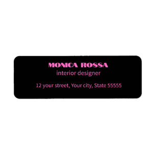 Etiqueta Neón simple profesional moderno negro rosa