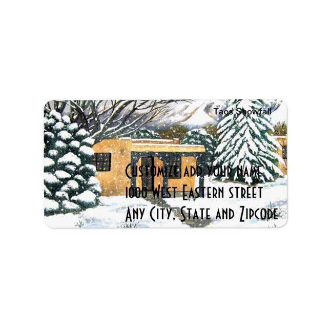 Etiqueta Nevada en Taos, Nuevo México (Frente)