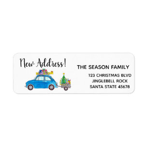 Etiqueta New Address blue fiat 500 Christmas gifts Label