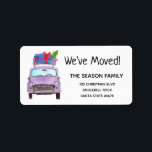 Etiqueta New Address Purple Car with Christmas Gifts<br><div class="desc">New Address Purple Car with Christmas Gifts Watercolor, hand drawn watercolor After all the work and stress, tell them you have a new address! There is no better ( and easier!) way to spread the news than adding a special address label to your mail. There are many different labels available,...</div>