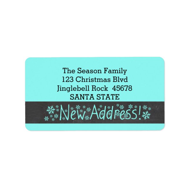 Etiqueta New Address Snowflake Christmas (Frente)