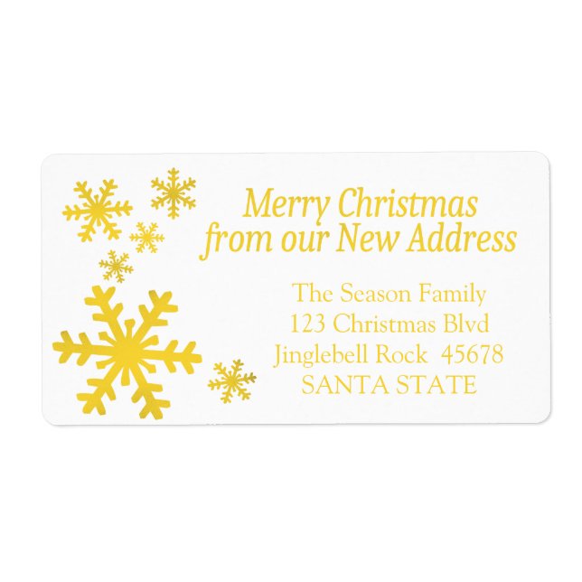 Etiqueta New Address snowflake holiday Label (Frente)