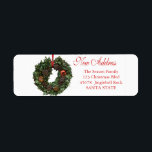 Etiqueta New Address x-mas wreath Holiday Label<br><div class="desc">After all the work and stress, tell them you have a new address! There is no better ( and easier!) way to spread the news than adding this label to your Christmas post. There are many different cards available, so pick the design and wording you like. Browse the store or...</div>