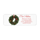 Etiqueta New Address x-mas wreath Holiday Label<br><div class="desc">After all the work and stress, tell them you have a new address! There is no better ( and easier!) way to spread the news than adding this label to your Christmas post. There are many different cards available, so pick the design and wording you like. Browse the store or...</div>