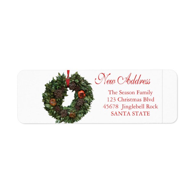 Etiqueta New Address x-mas wreath Holiday Label (Frente)