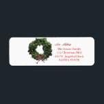 Etiqueta New Address x-mas wreath Holiday Label<br><div class="desc">After all the work and stress, tell them you have a new address! There is no better ( and easier!) way to spread the news than adding this label to your Christmas post. There are many different cards available, so pick the design and wording you like. Browse the store or...</div>