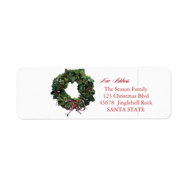Etiqueta New Address x-mas wreath Holiday Label (Frente)