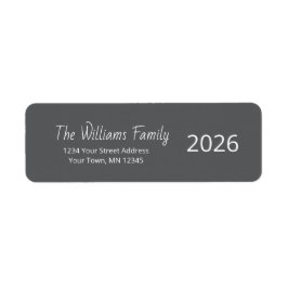 Etiqueta New Year 2026 Modern Simple Gray Return Address 