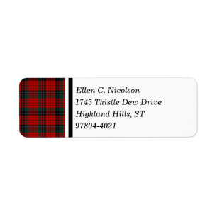 Etiqueta Nicolson Clan Red y Black Scottish Tartán