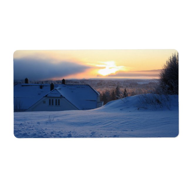 Etiqueta Nieve de invierno noruega (Frente)