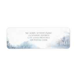 Etiqueta Nieve en caída azul y Boda blanco