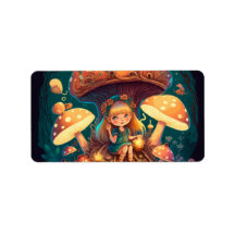 Niña eleva entre hongos