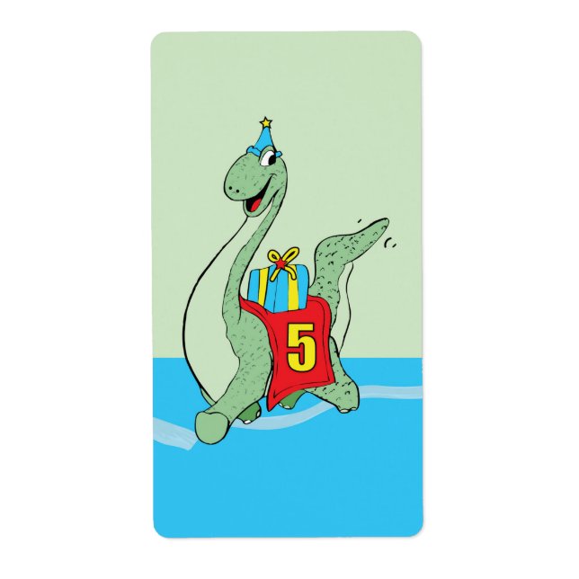 Etiqueta Niño, 5 años de dinosaurio (Frente)