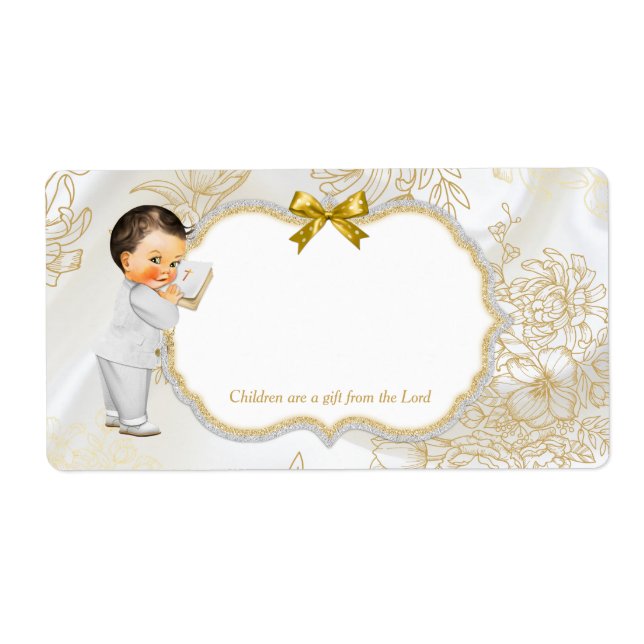 Etiqueta Niño Baptismo Christening Communición Gold White (Frente)