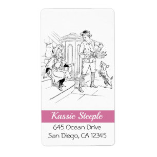 Etiqueta Niño de arte de los años 1800 burlándose de una Ch