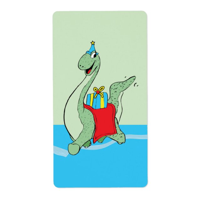 Etiqueta Niño, dinosaurio de cumpleaños (Frente)