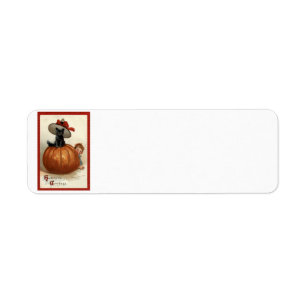 Etiqueta Niño Gato Negro Calabaza Frances Brundage