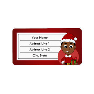 Etiqueta Niño personalizado de Navidades afroamericanos