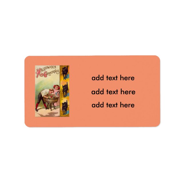 Etiqueta Niños Bobinando Para Manzanas Gato Negro (Frente)