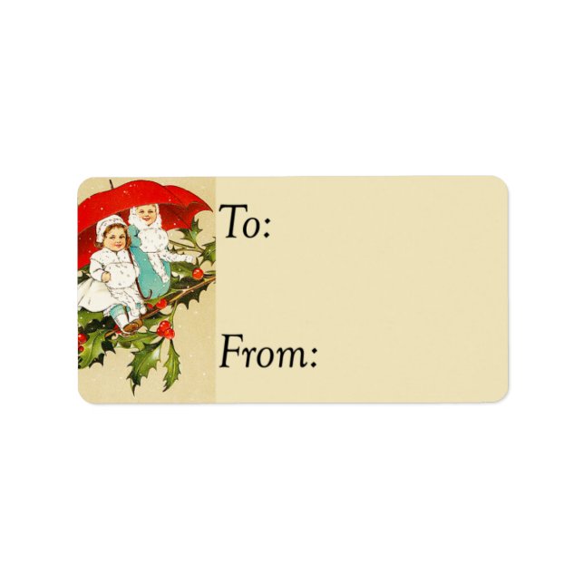 Etiqueta Niños de cosecha en la rama de Holly (Frente)