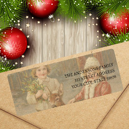 Etiqueta Niños de invierno clásicos con ciervo