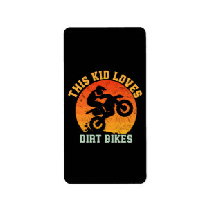 Etiqueta Niños Divertida Moto de Cross