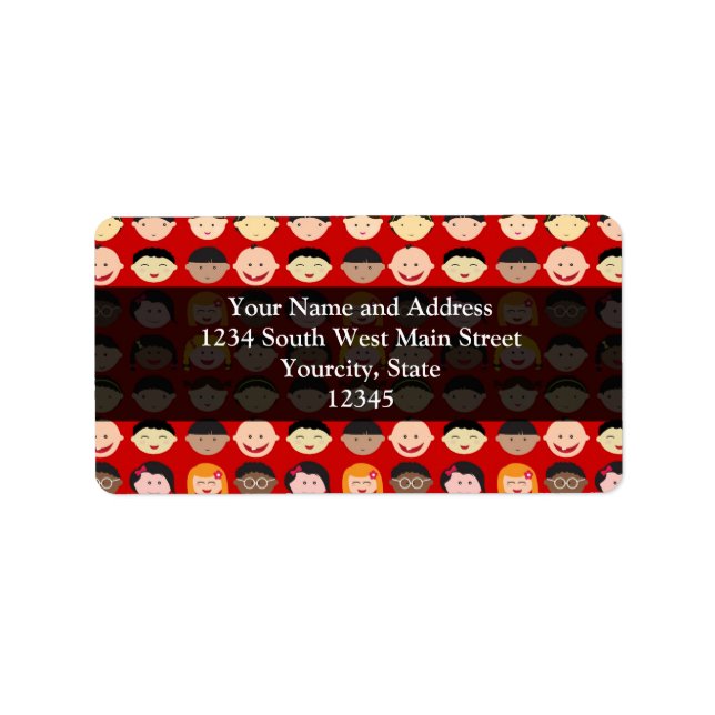 Etiqueta Niños multiculturales (Frente)