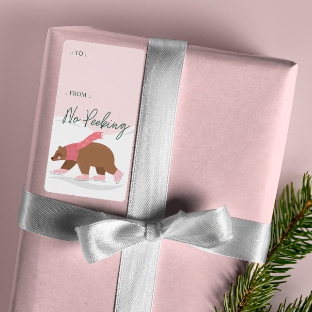 Etiqueta No Hay Patinaje Sobre Hielo En Woodland De Peeking (No Peeking Woodland Bear Ice Skating To From Label)