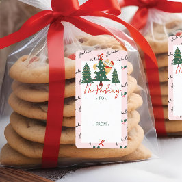 Etiqueta No Peeking Cute Peeking Cat Árbol de Navidad Rosa