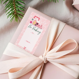 Etiqueta No Peeking Pink Christmas Elf Toy Workshop Fa La 