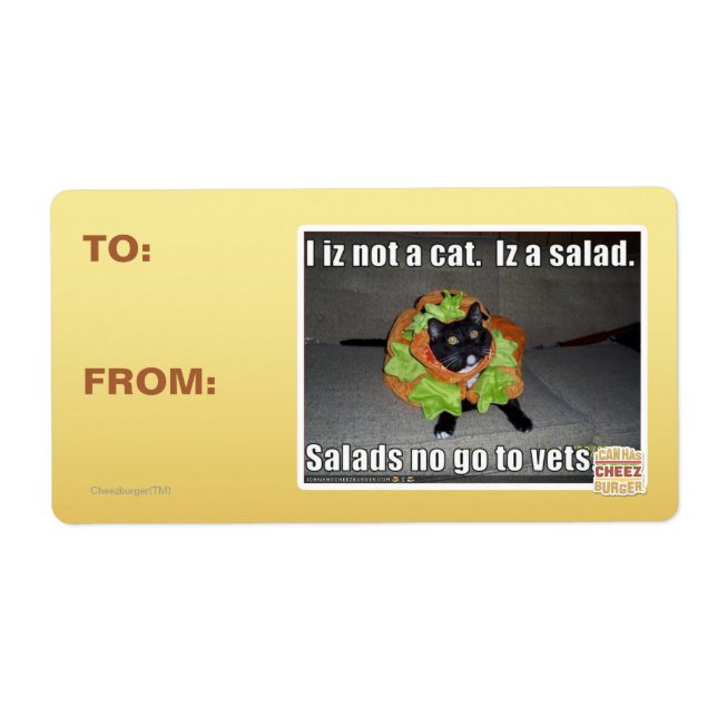 Etiqueta No soy un gato. Es una ensalada. (Frente)