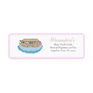 Etiqueta Noah's Ark Pink Baby Girl Shower Invitation