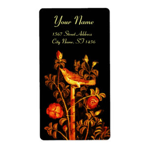 Etiqueta NOCHE CON ROSAS, negro amarillo rojo