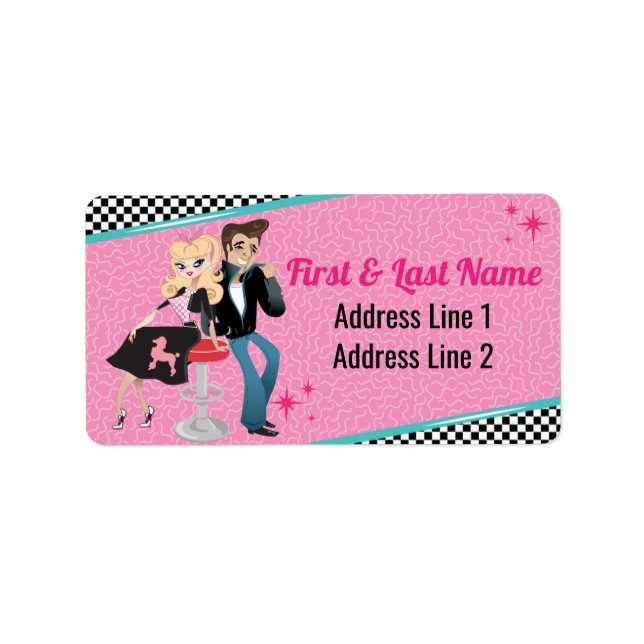 Etiqueta Noche de cumpleaños de Diner Retro Jukebox de 1950 (Frente)