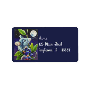 Etiqueta Noche de Verano Ratón Moon & Berries Watercolor Ar