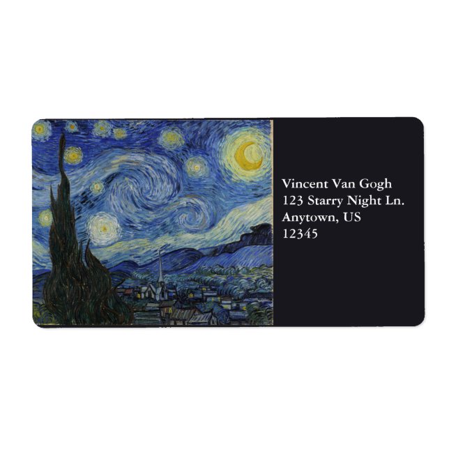 Etiqueta Noche estrellada de Vincent Van Gogh (Frente)