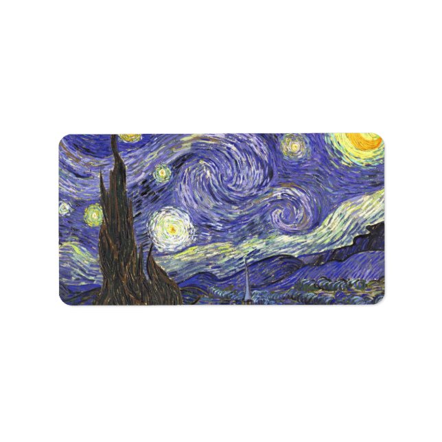 Etiqueta Noche estrellada de Vincent van Gogh (Frente)