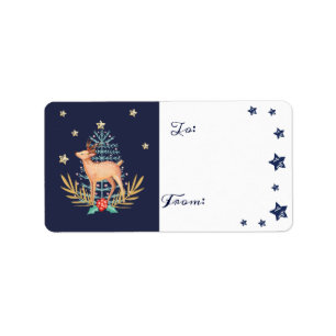 Etiqueta Noche Starry Merry Christmas Tree Reindeer