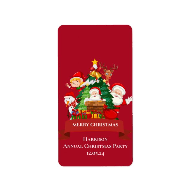 Etiqueta Nochebuena de morada simple y roja (Frente)