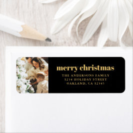 Etiqueta Nochebuena Minimalista moderna en negro y oro