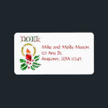 Etiqueta Noel Christmas Candle Address Labels<br><div class="desc">Beautiful dimensional stencil art in a raised gel effect featuring a single lit candle with holly and "Noel" text in a celtic font. Transparent background.</div>