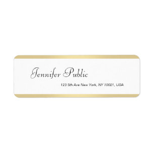 Etiqueta Nombre con letra blanca dorada Elegante Simple Mod