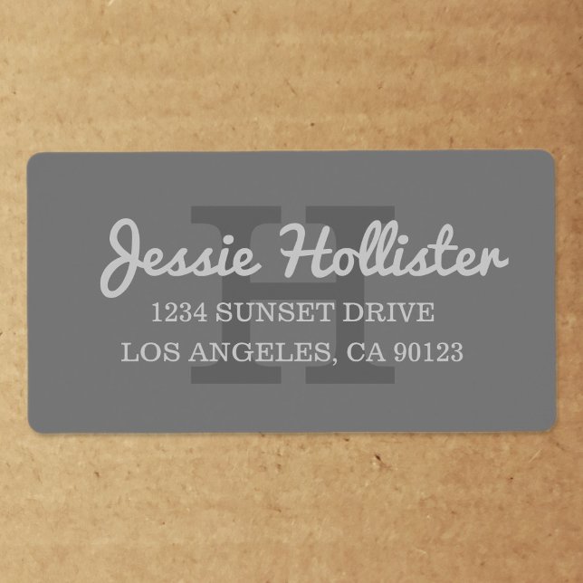 Etiqueta Nombre curvo | Dirección de devolución monogramada (Subido por el creador)