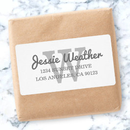 Etiqueta Nombre curvo | Dirección de devolución monogramada